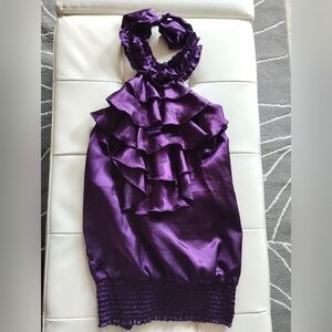 Purple, Ruffle Collar, Halter Tiered Blouse